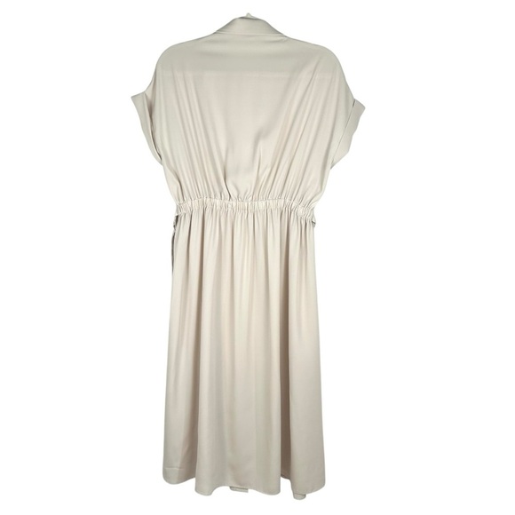 ICICLE 100% Silk Cream Button Down Midi Shirt Dress Women's Size 6 - Picture 7 of 9